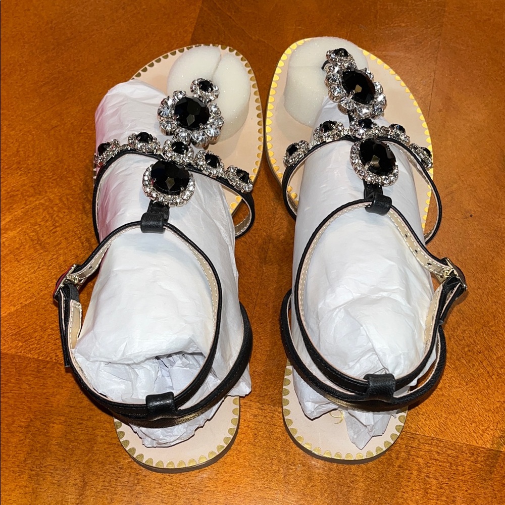 Lilly Pulitzer Black Sandals with Crystal Accents - Picture 4 of 4